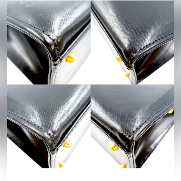 Gianni Versace Sunburst Authentic Black Leather Top Handle Bag Like New - Picture 8 of 15